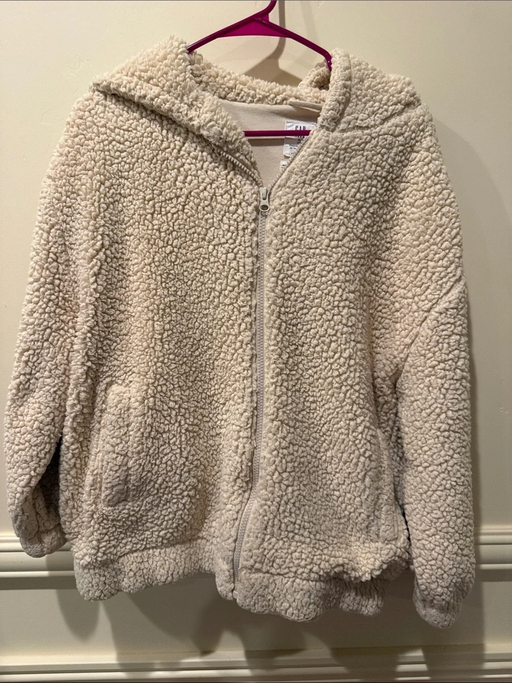 GAP Teen Coziest Teddy Bear Zip-up Jacket Ivory Size XL (12)  or Adult M